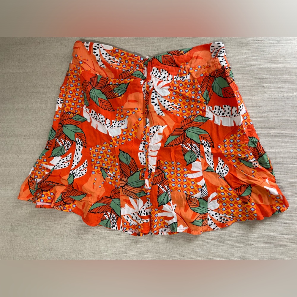 Vibrant Orange Patterned Skirt